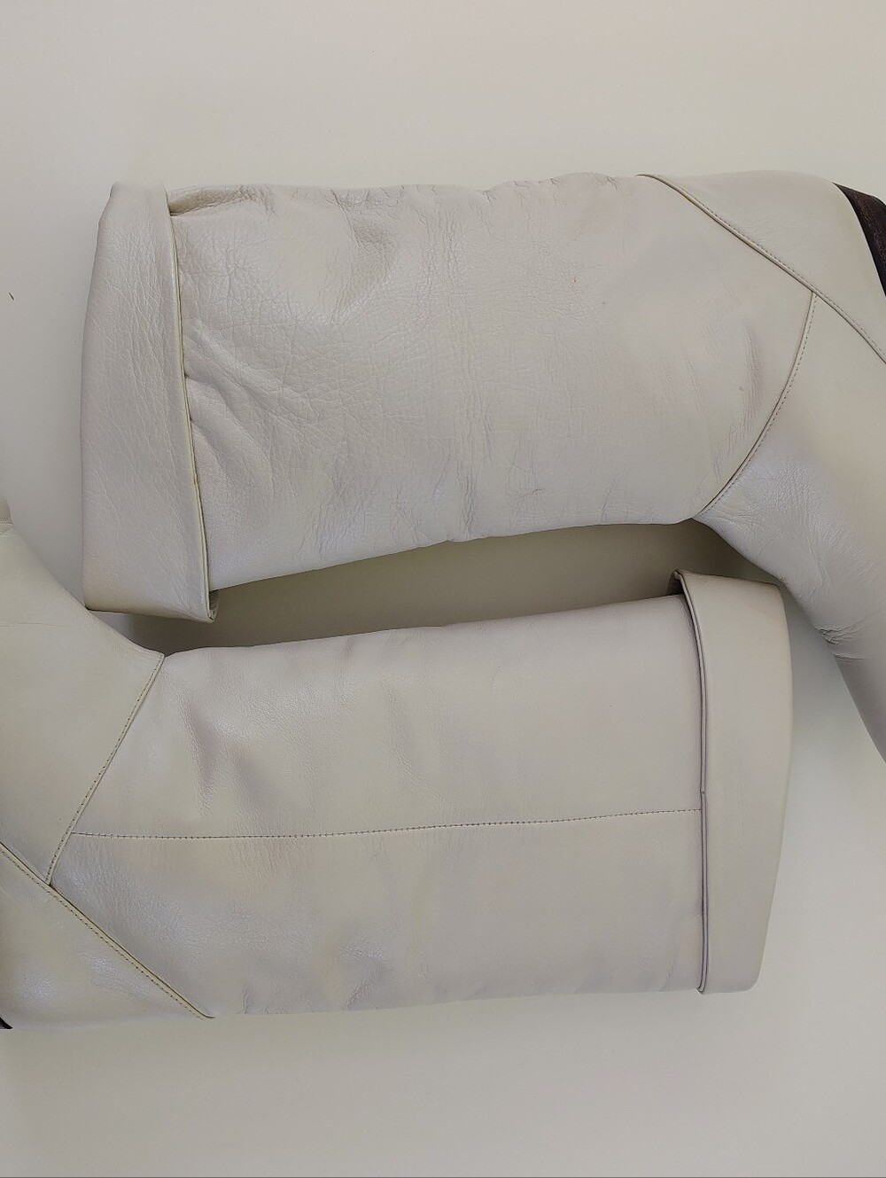 Vintage Bandit Made In Argentina 1980s Cream Leather Slouch Boots 7.5 - Picture 3 of 15